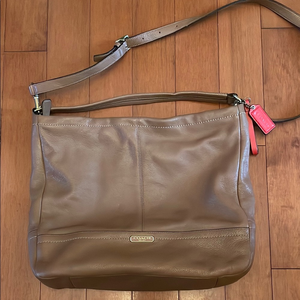 Coach Tan Leather Shoulder Bag with Adjustable Strap